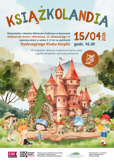 Grafika promująca spotkanie dla dzieci Książkolandia IV 2026